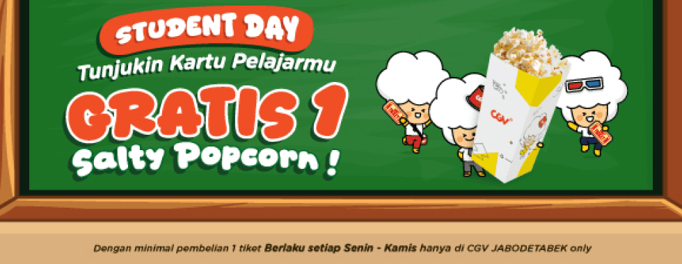 Promo CGV Student Day: Gratis 1 Salty Popcorn